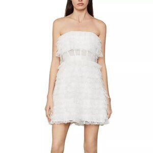 BCBGMaxAzria Strapless Ruffled Tulle Mini Dress, Size 6